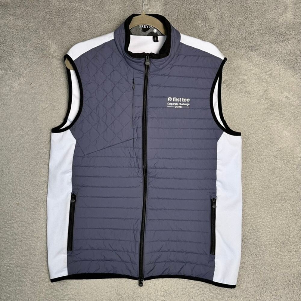 Grayson Men's Large Vest Full Zip Embroidered Corporate Logo Activewear Golf EUC